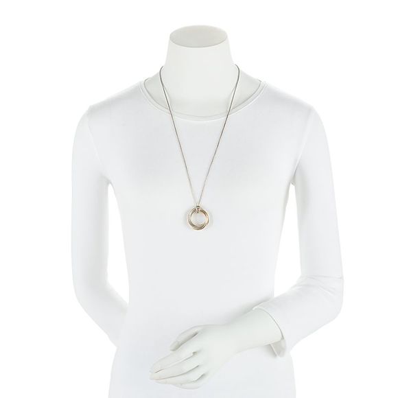 David Yurman 14k Gold Sterling Silver Crossover Pendant Necklace - Picture 2 of 3